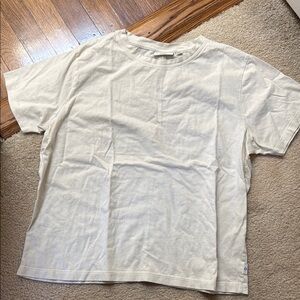 Rhythm. Large classic Cream Short Sleeve Tee with Crew Neck